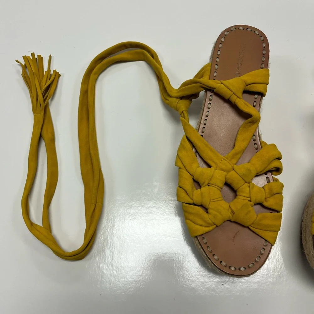 Sigerson Morrison‎ Mustard Yellow Suede Espadrille Platform Wedges Sz. 7